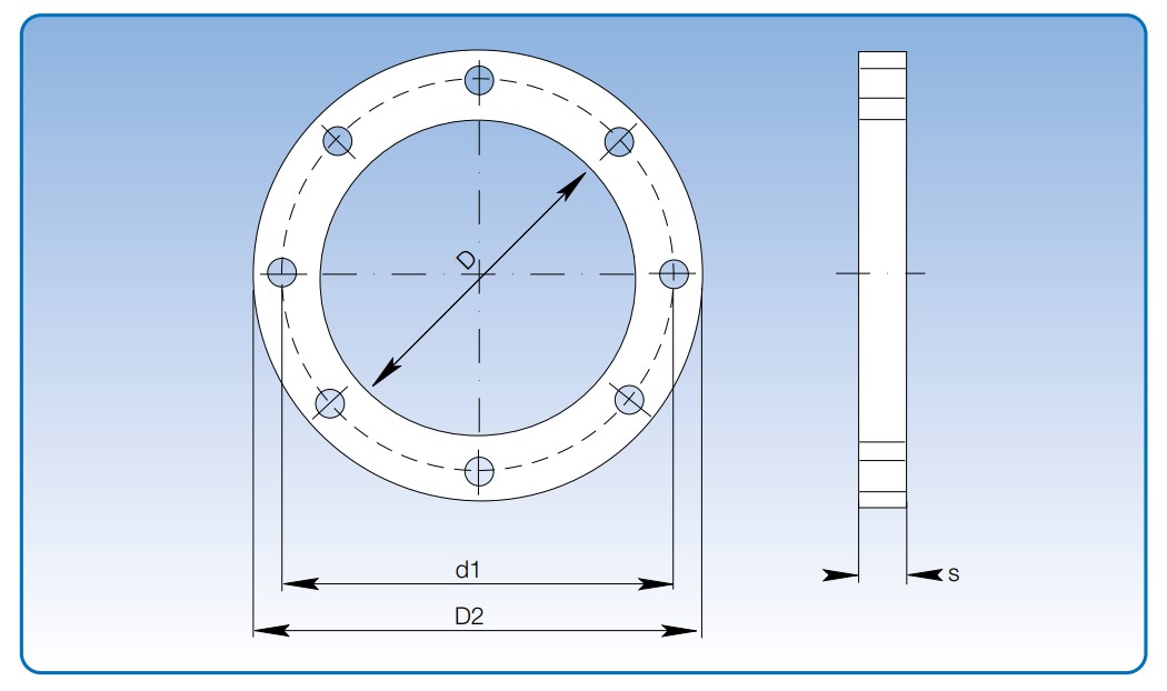 Bản vẽ kỹ thật của mặt bích tròn mạ kẽm