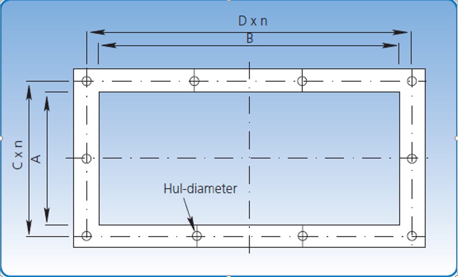 Bản vẽ kỹ thuật mặt bích vuông mạ kẽm