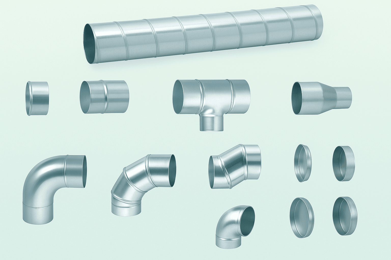 Ống gió tròng dạng xoắn và một số phụ kiện đi kèm